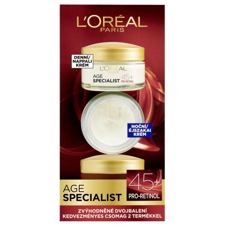 L&#039;Oréal Paris Age Specialist 45+ Set cadou Cremă de zi Age Specialist 45 SPF20 50 ml + cremă de noapte Age Specialist 45 50 ml