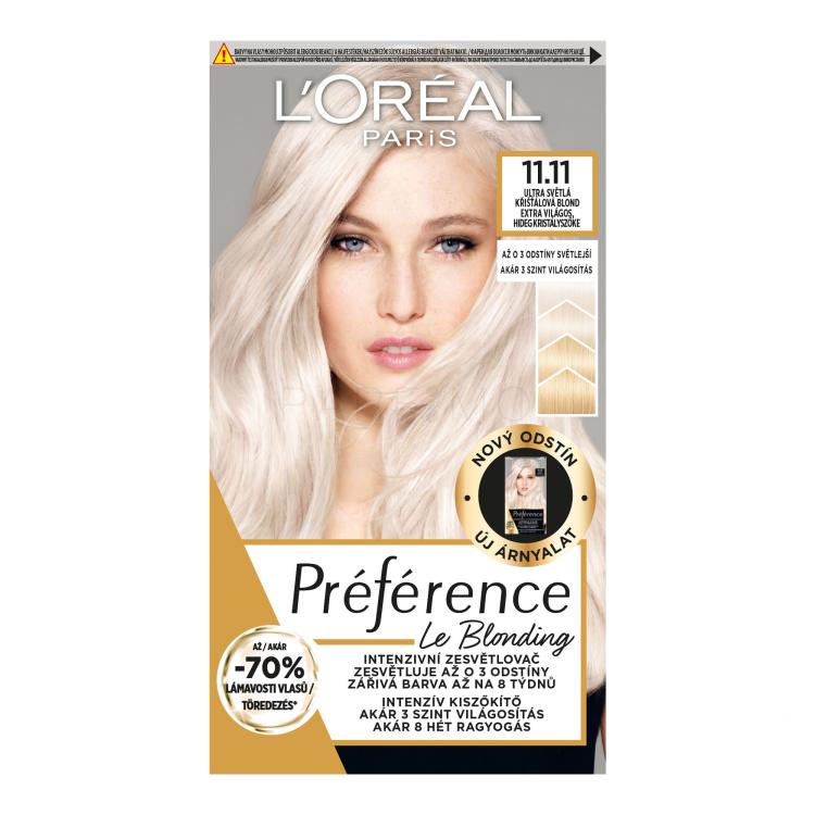 L&#039;Oréal Paris Préférence Le Blonding Vopsea de păr pentru femei 1 buc Nuanţă 11.11 Ultra Light Cold Crystal Blonde
