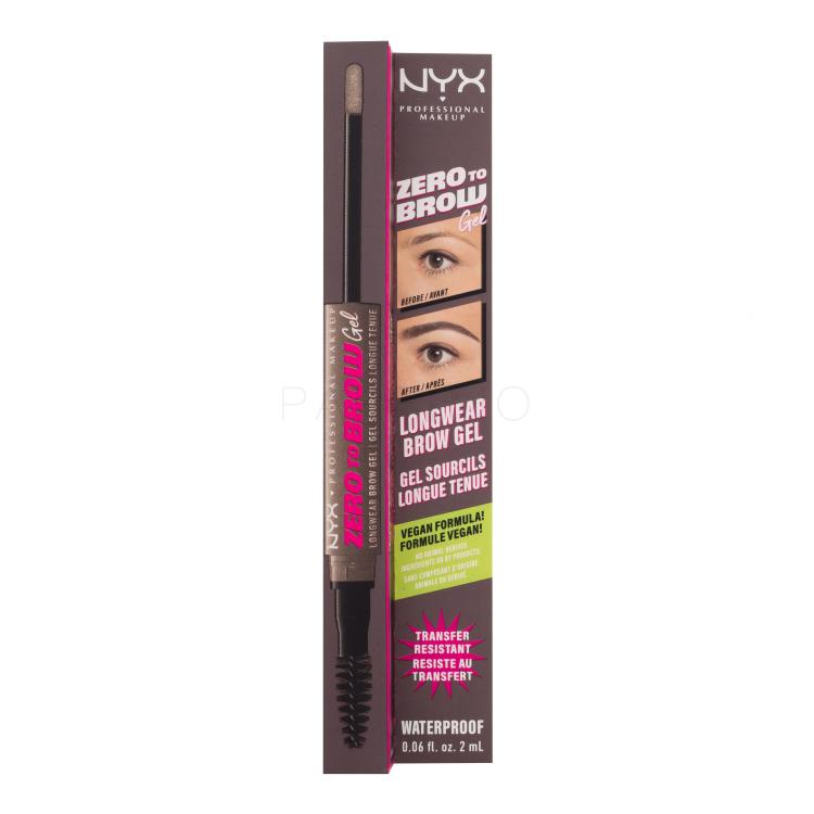 NYX Professional Makeup Zero To Brow Gel și ceară pentru femei 2 ml Nuanţă 05 Ash Brown