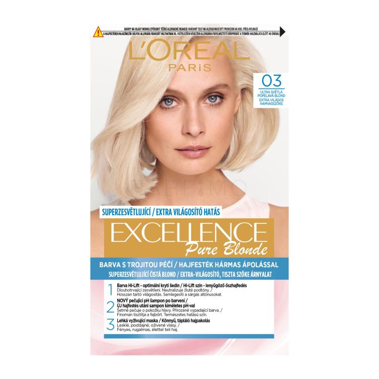 L&#039;Oréal Paris Excellence Creme Triple Protection Vopsea de păr pentru femei 1 buc Nuanţă 03 Lightest Natural Ash Blonde