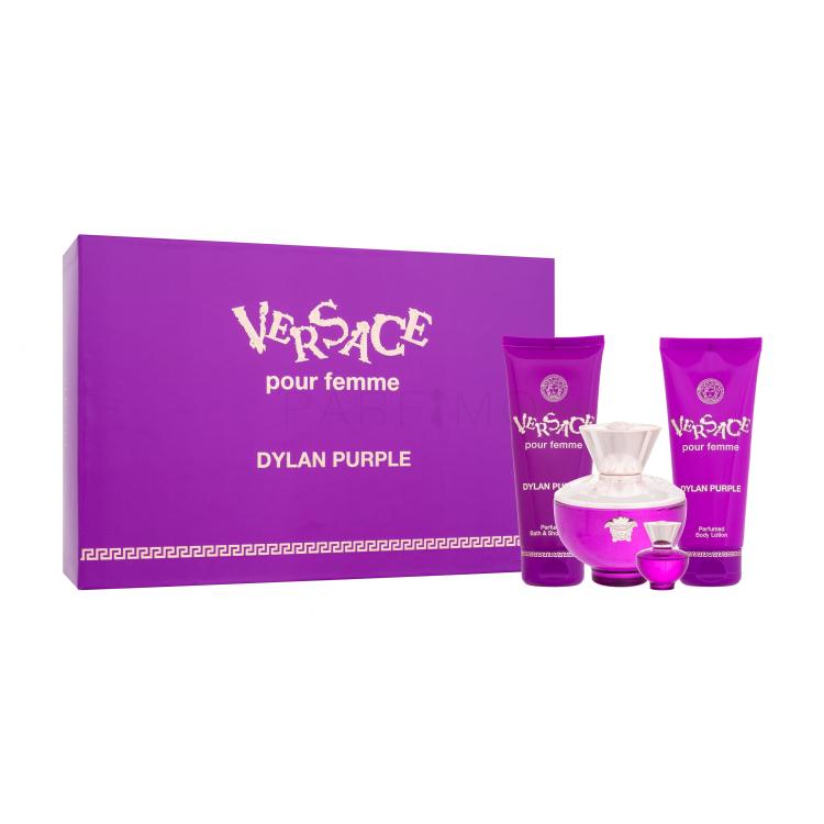 Versace Pour Femme Dylan Purple Set cadou Apă de parfum 100 ml + apă de parfum 5 ml + gel de duș 100 ml + loțiune de corp 100 ml