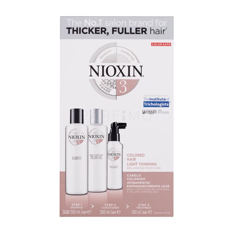Nioxin System 3 Set cadou Șampon de curățare  System 3  300 ml + balsam revitalizant  System 3 300 ml + tratament pentru scalp și păr System 3 100 ml