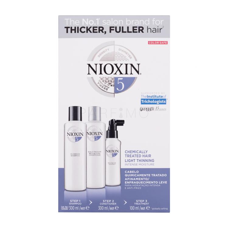 Nioxin System 5 Set cadou Șampon de curățare Sistem 5  300 ml +  balsam revitalizant System 5 300 ml + tratament pentru scalp și păr System 5  100 ml