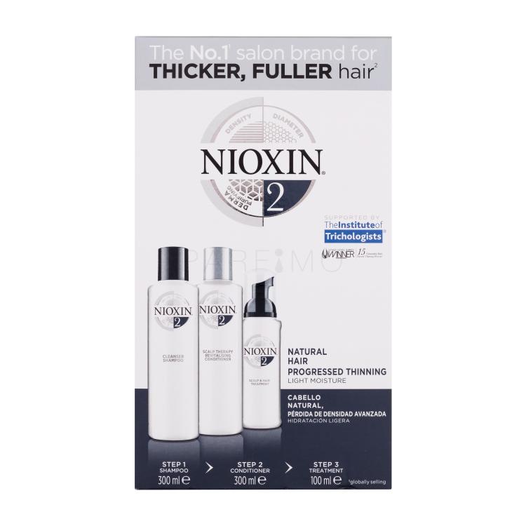 Nioxin System 2 Set cadou Șampon de curățare System 2 300 ml + balsam revitalizant System 2 300 ml + tratament pentru scalp și păr System 2 100 ml