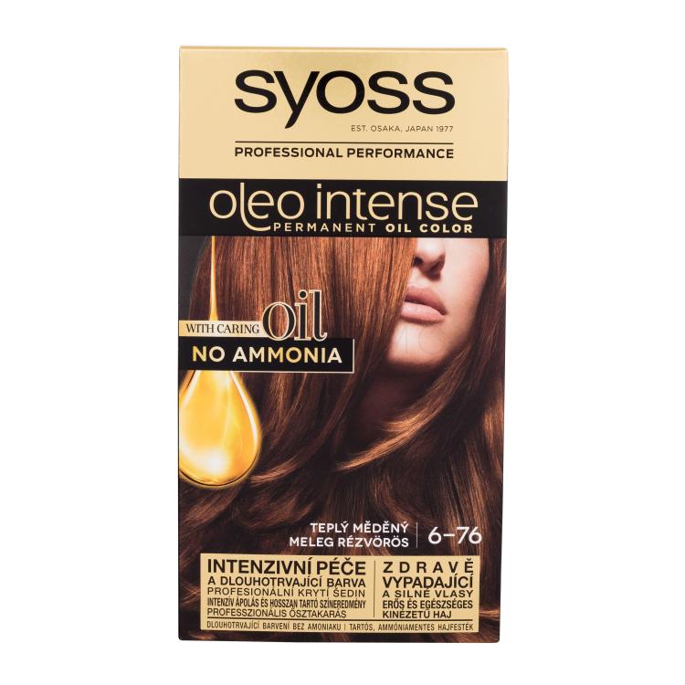 Syoss Oleo Intense Permanent Oil Color Vopsea de păr pentru femei 50 ml Nuanţă 6-76 Warm Copper Cutie cu defect