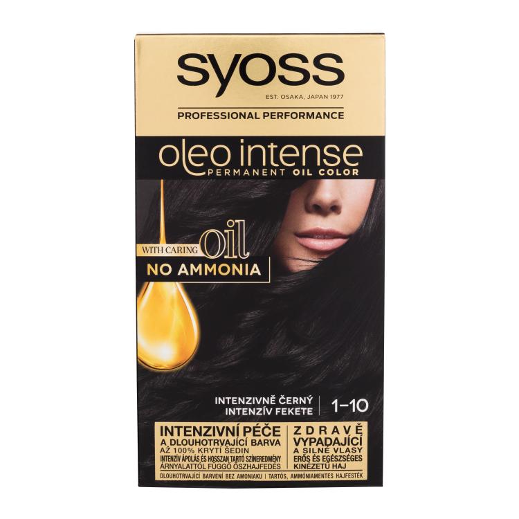 Syoss Oleo Intense Permanent Oil Color Vopsea de păr pentru femei 50 ml Nuanţă 1-10 Intense Black Cutie cu defect