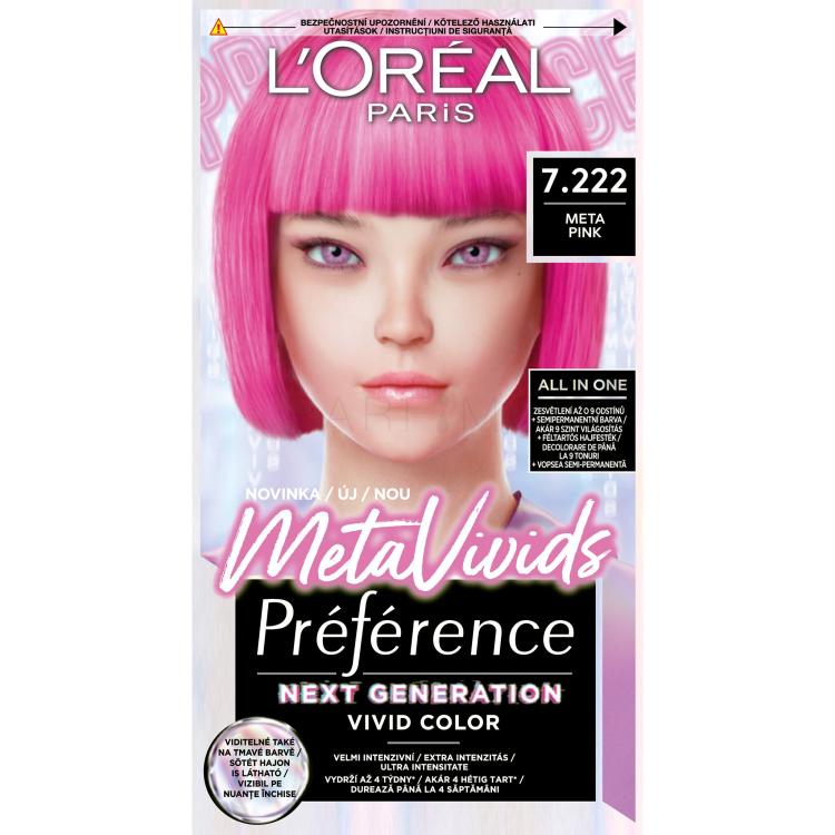 L&#039;Oréal Paris Préférence Meta Vivids Vopsea de păr pentru femei 75 ml Nuanţă 7.222 Meta Pink