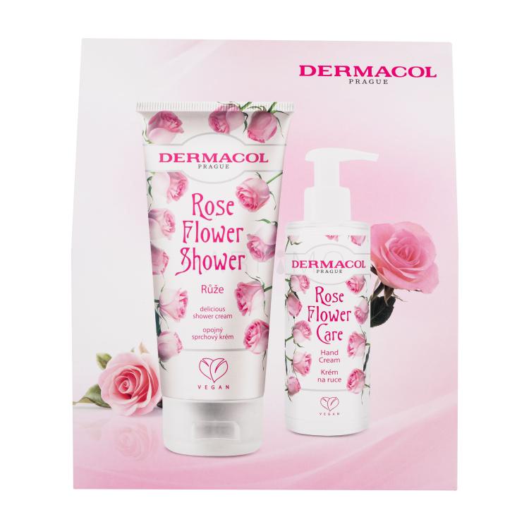 Dermacol Rose Flower Set cadou Cremă de duș Rose Flower Shower 200 ml + cremă de mâini Rose Flower Care 150 ml