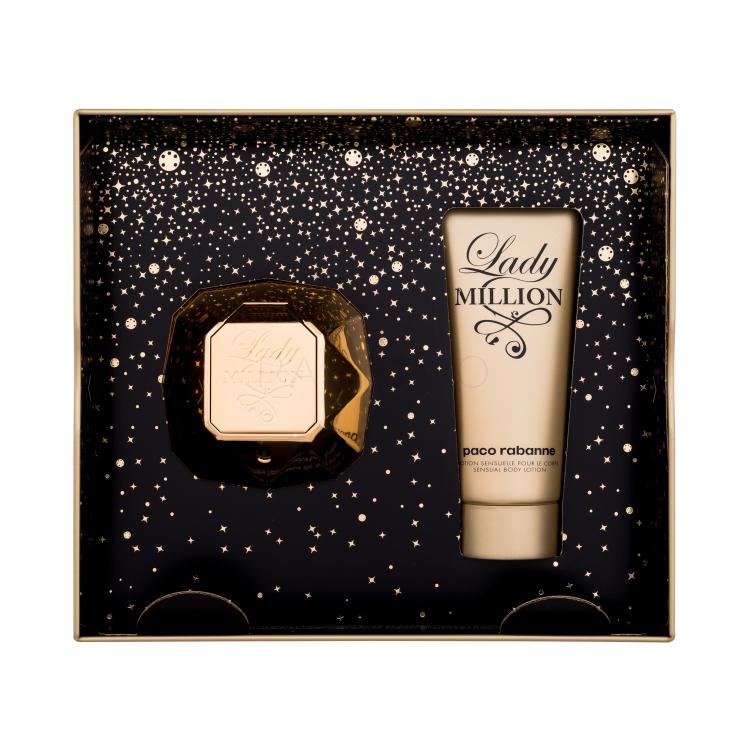 Paco Rabanne Lady Million Set cadou Apă de parfum 80 ml + loțiune de corp 100 ml + cutie de metal