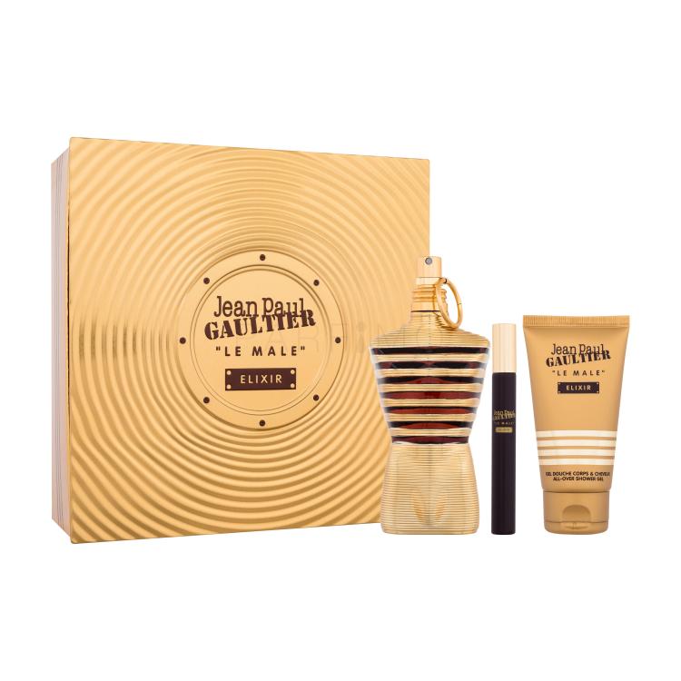 Jean Paul Gaultier Le Male Elixir Set cadou Parfum 125 ml + gel de duș 75 ml + parfum 10 ml + cutie de metal