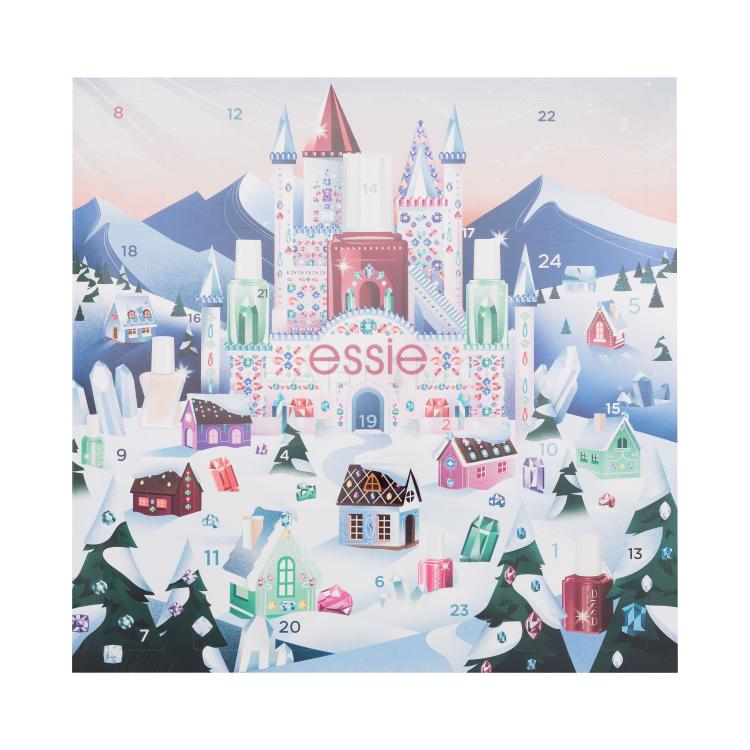 Essie Nail Lacquer Wonderland Advent Calendar Set cadou Lac de unghii 7 x 13,5 ml + lac de unghii 1 x 10 ml + lac de unghii 10 x 5 ml + top coat de unghii 1 x 13,5 ml + top coat de unghii 2 x 5 ml + îngrijire unghii 1 x 5 ml + ulei de unghii 1 x 5 ml + dizolvant de unghii 25 ml