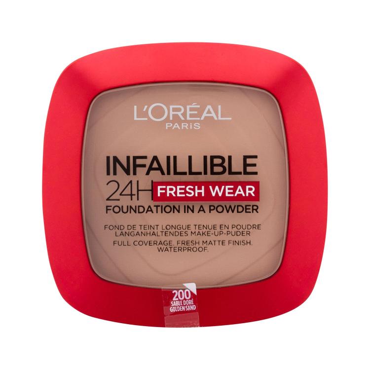 L&#039;Oréal Paris Infaillible 24H Fresh Wear Foundation In A Powder Fond de ten pentru femei 9 g Nuanţă 200 Golden Sand