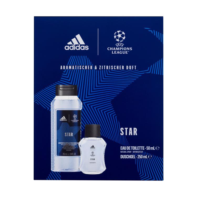 Adidas UEFA Champions League Star Set cadou Apă de toaletă 50 ml + Gel de duș 250 ml Cutie cu defect
