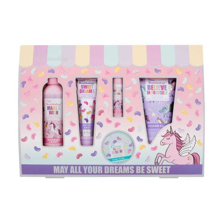 Baylis &amp; Harding Beauticology May All Your Dreams Be Sweet Set cadou Cremă de duș Make A Wish 60 ml + cremă de mâini Sweet Dreams 30 ml + gel de duș Believe In Yourself 50 ml + balsam de buze You Are Magic 5 g + sare de baie You Are Awesome 70 g