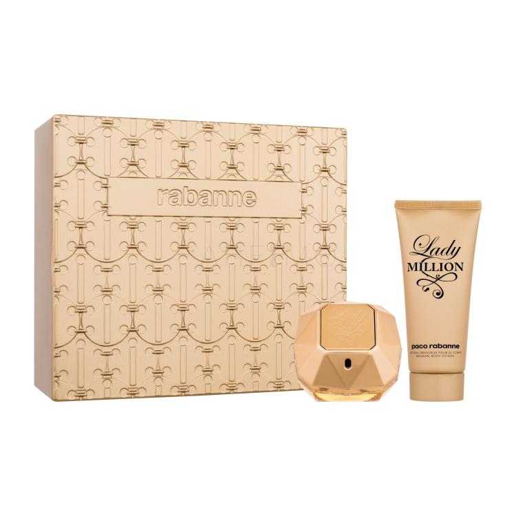 Paco Rabanne Lady Million SET1 Set cadou Apă de parfum 80 ml + loțiune de corp 100 ml + cutie metalică