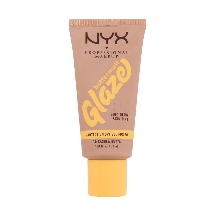NYX Professional Makeup Buttermelt Glaze Soft Glow Skin Tint SPF30 Fond de ten pentru femei 30 ml Nuanţă 03 Cashew Butta