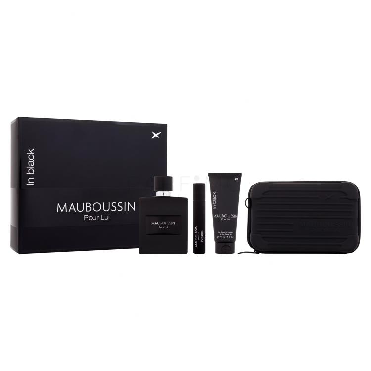 Mauboussin Pour Lui In Black Set cadou Apă de parfum 100 ml + gel de duș 75 ml + apă de parfum 20 ml + geantă de umăr Cutie cu defect