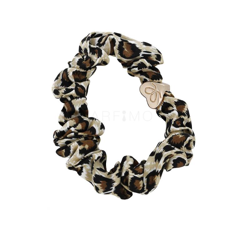 By Eloise London Silk Scrunchie Gold Heart Leopard Elastice de păr pentru femei 1 buc