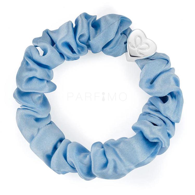 By Eloise London Silk Scrunchie Silver Heart Elastice de păr pentru femei 1 buc Nuanţă Sky Blue