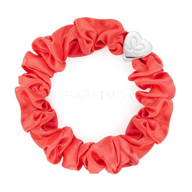By Eloise London Silk Scrunchie Silver Heart Elastice de păr pentru femei 1 buc Nuanţă Neon Peach
