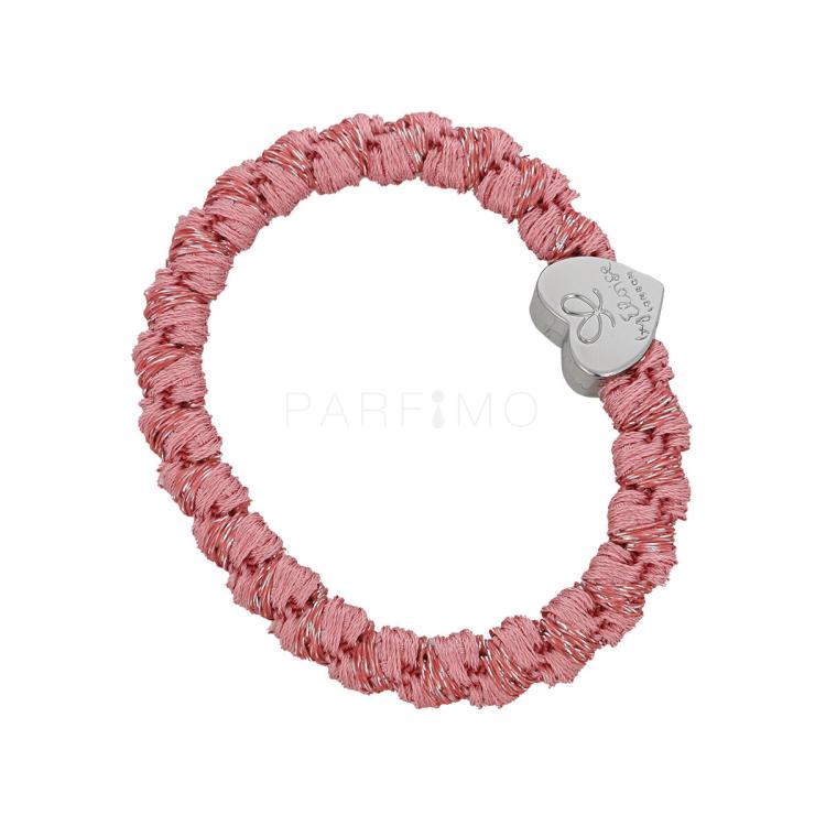 By Eloise London Woven Silver Heart Elastice de păr pentru femei 1 buc Nuanţă Flamingo Pink