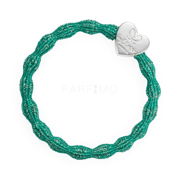 By Eloise London Metallic Silver Heart Elastice de păr pentru femei 1 buc Nuanţă Biscay Green