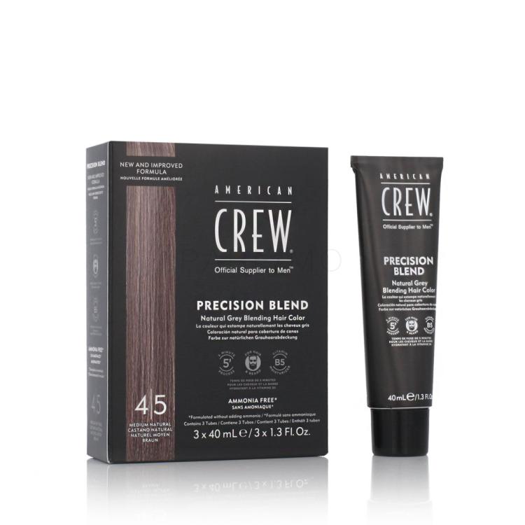 American Crew Precision Blend Natural Grey Blending Hair Color Vopsea de păr pentru bărbați 3x40 ml Nuanţă 4/5 Medium Natural