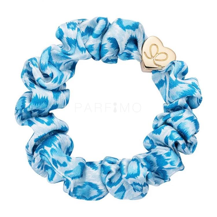 By Eloise London Silk Scrunchie Gold Heart Elastice de păr pentru femei 1 buc Nuanţă Blue Leopard