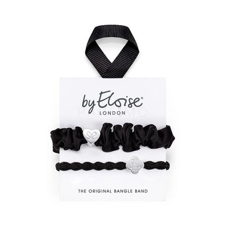 By Eloise London Set Silver &amp; Black Elastice de păr pentru femei 1 buc