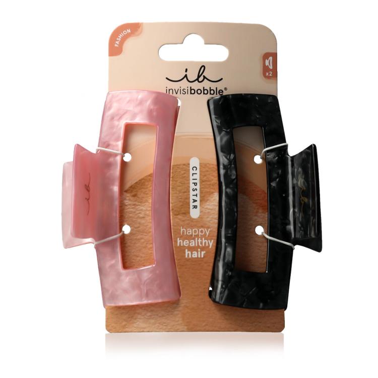 Invisibobble Clipstar Eclipse Glossy L Clame de păr pentru femei Nuanţă Black &amp; Pink Set