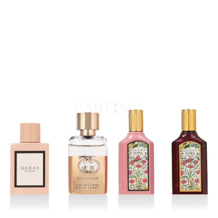 Gucci Mini Set Set cadou apă de parfum Bloom 5 ml + apă de parfum Flora Gorgeous Gardenia 5 ml + apă de parfum Flora Gorgeous Gardenia Intense 5 ml + apă de toaletă Guilty Pour Femme 5 ml