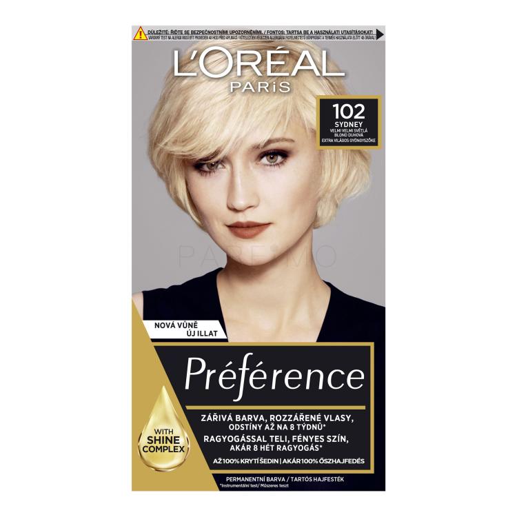 L&#039;Oréal Paris Préférence Féria Vopsea de păr pentru femei 60 ml Nuanţă 102 Iridescent Pearl Blonde