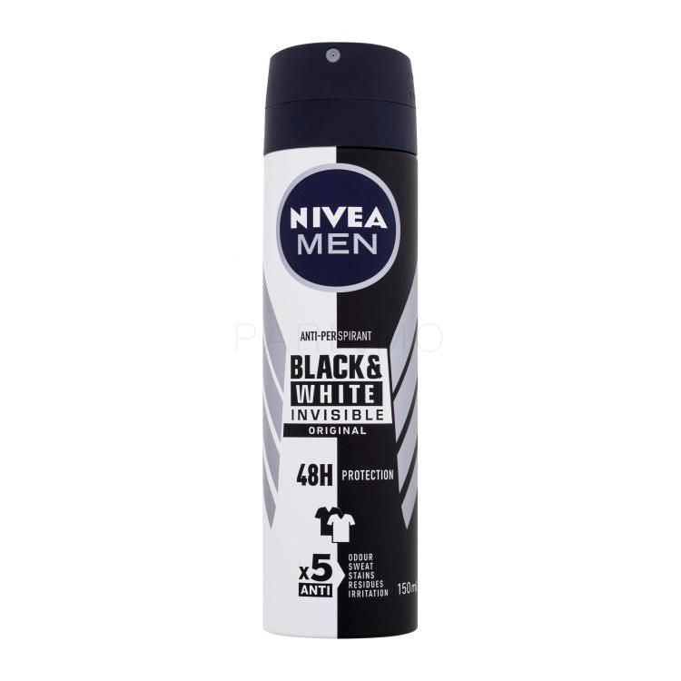 Nivea Men Invisible For Black &amp; White Original Deospray Antiperspirant pentru bărbați 150 ml