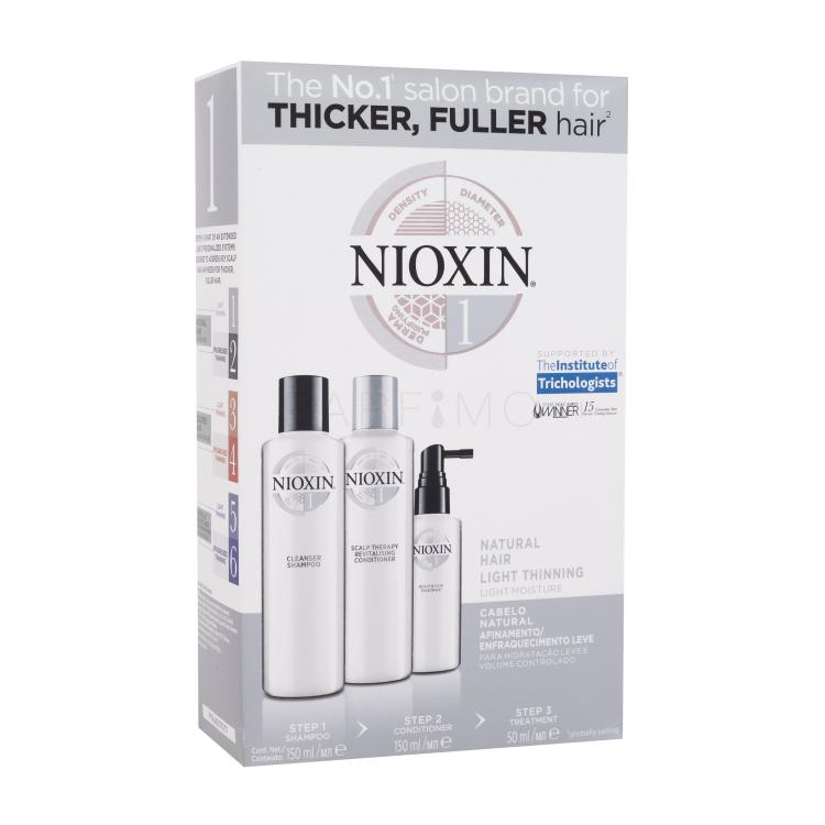 Nioxin System 1 Set cadou șampon System 1 Cleanser Shampoo 150 ml + balsam System 1 Revitalising Conditioner 150 ml +îngrijire de păr System 1 Scalp &amp; Hair Treatment 50 ml