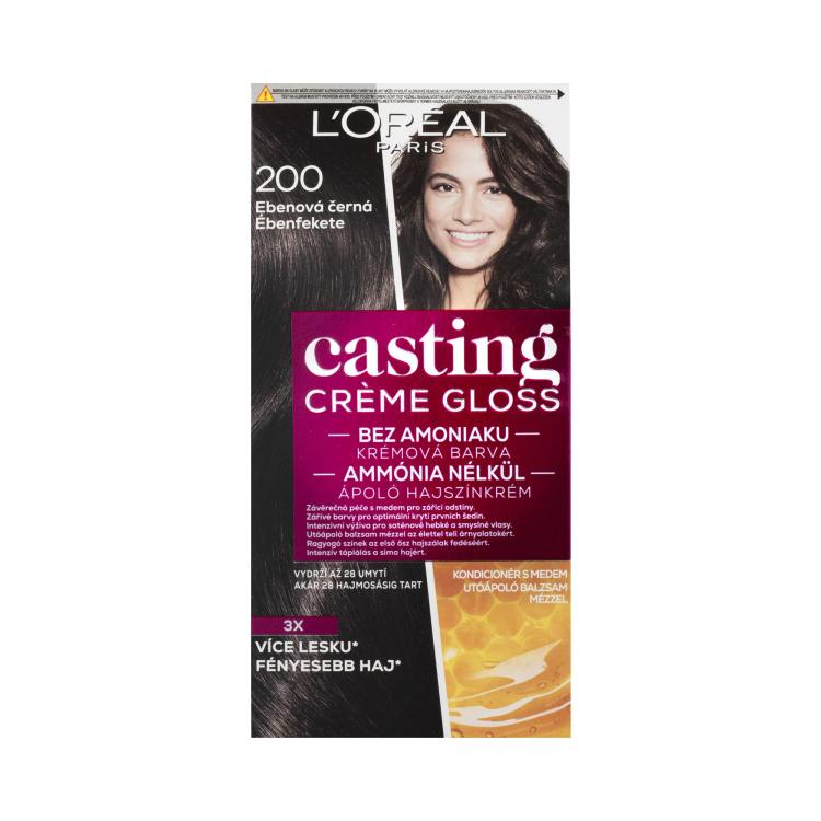 L&#039;Oréal Paris Casting Creme Gloss Vopsea de păr pentru femei 48 ml Nuanţă 200 Ebony Black