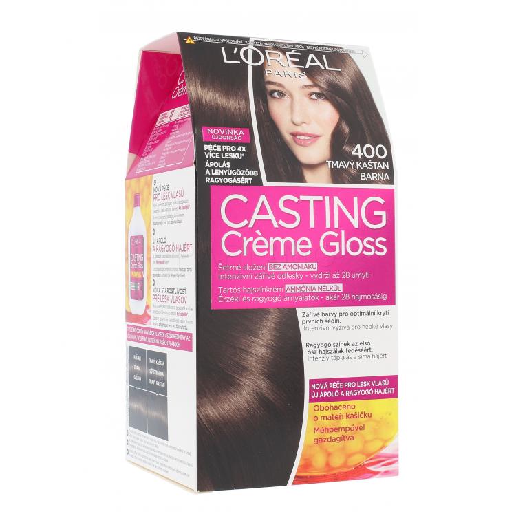 L&#039;Oréal Paris Casting Creme Gloss Vopsea de păr pentru femei 48 ml Nuanţă 400 Dark Brown