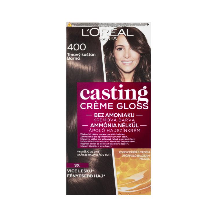 L&#039;Oréal Paris Casting Creme Gloss Vopsea de păr pentru femei 48 ml Nuanţă 400 Dark Brown
