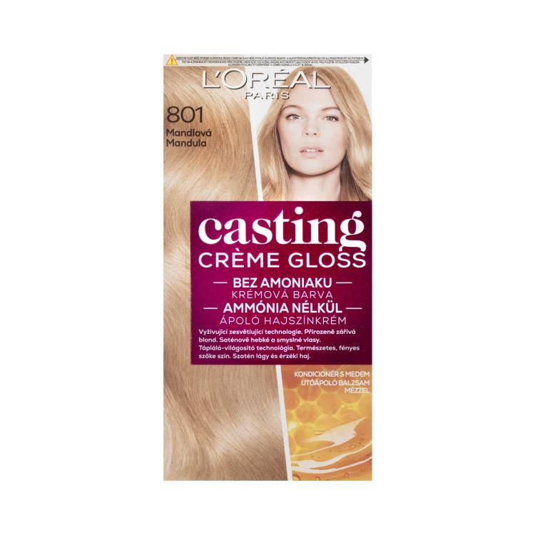 L&#039;Oréal Paris Casting Creme Gloss Glossy Blonds Vopsea de păr pentru femei 48 ml Nuanţă 801 Silky Blonde