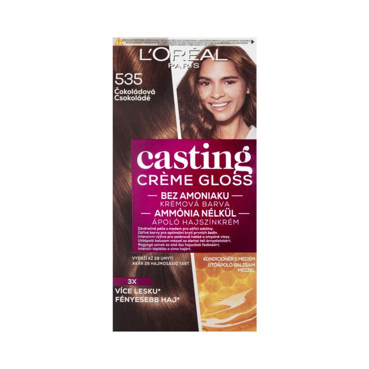 L&#039;Oréal Paris Casting Creme Gloss Vopsea de păr pentru femei 48 ml Nuanţă 535 Chocolate