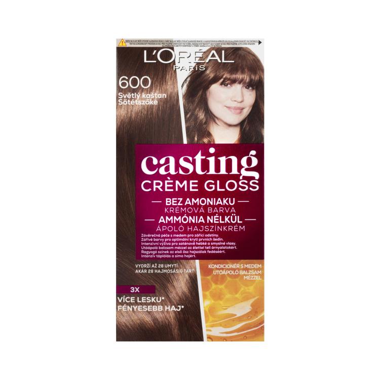 L&#039;Oréal Paris Casting Creme Gloss Vopsea de păr pentru femei 48 ml Nuanţă 600 Light Brown