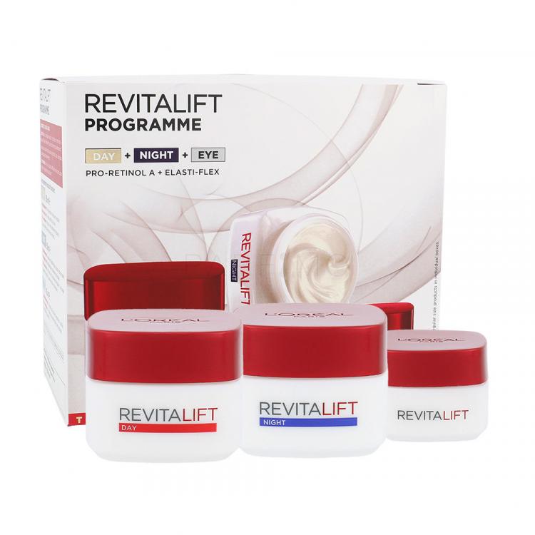 L&#039;Oréal Paris Revitalift Set cadou Crema de zi pentru ten 50 ml + Crema de noapte 50 ml + Crema de ochi  15 ml