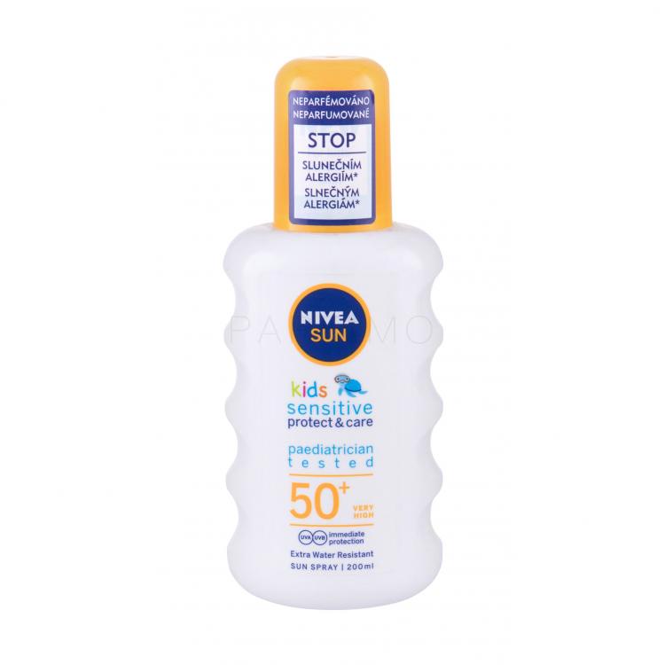 Nivea Sun Kids Protect &amp; Sensitive Sun Spray SPF50+ Pentru corp pentru copii 200 ml