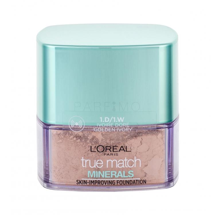 L&#039;Oréal Paris True Match Minerals Skin-Improving Fond de ten pentru femei 10 g Nuanţă 1.D/1.W Golden Ivory