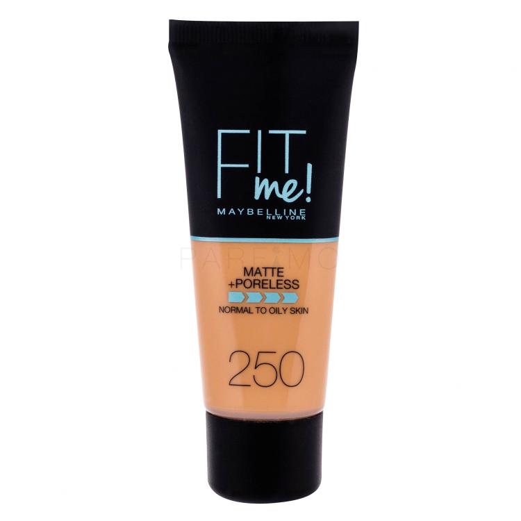 Maybelline Fit Me! Matte + Poreless Fond de ten pentru femei 30 ml Nuanţă 250 Sun Beige