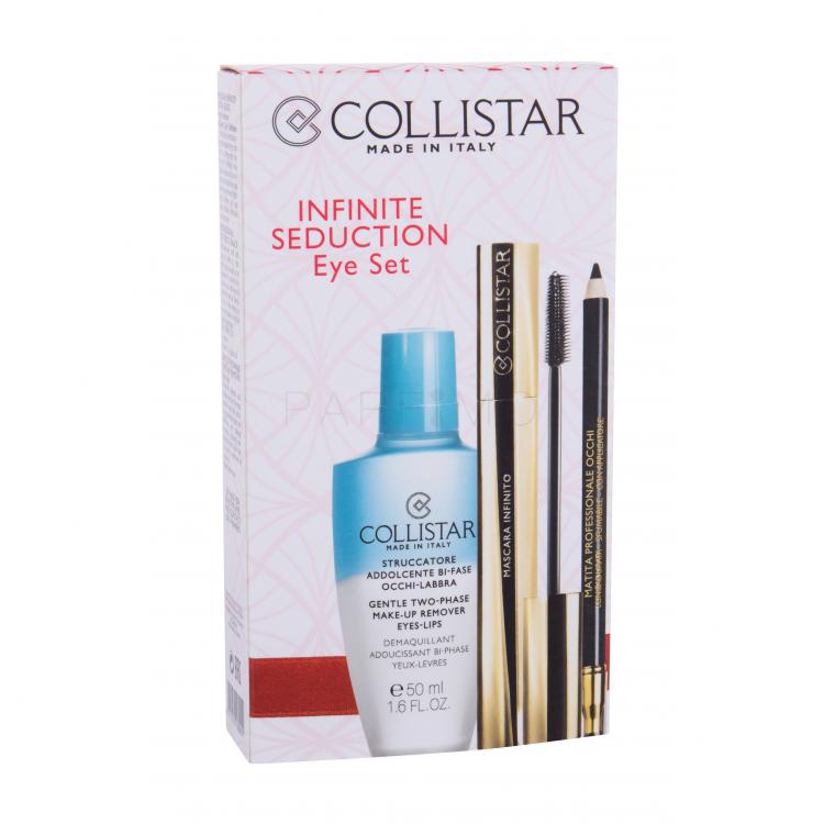 Collistar Infinito Set cadou Mascara 11 ml + Creion de ochi cu aplicator 1,2 g Black + Demachiant Gentle Two Phase 50 ml