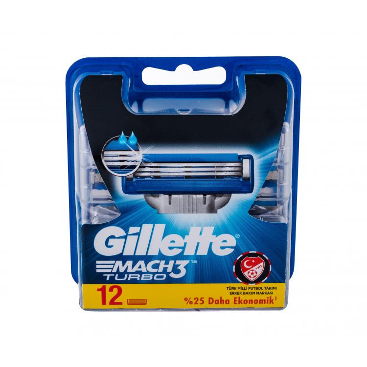 Gillette Mach3 Turbo Rezerve lame pentru bărbați 12 buc